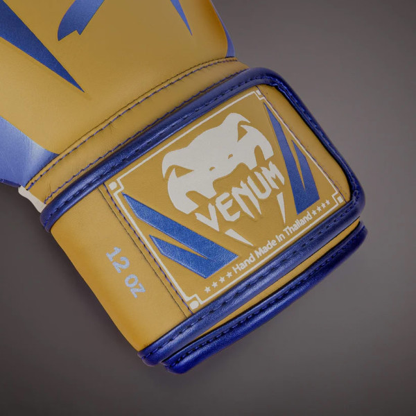 Боксерські рукавиці Venum Elite Boxing Gloves Mustard Cream Blue