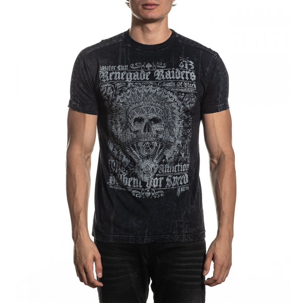 Футболка Affliction Renegade Raiders SS Tee Black Lava Wash