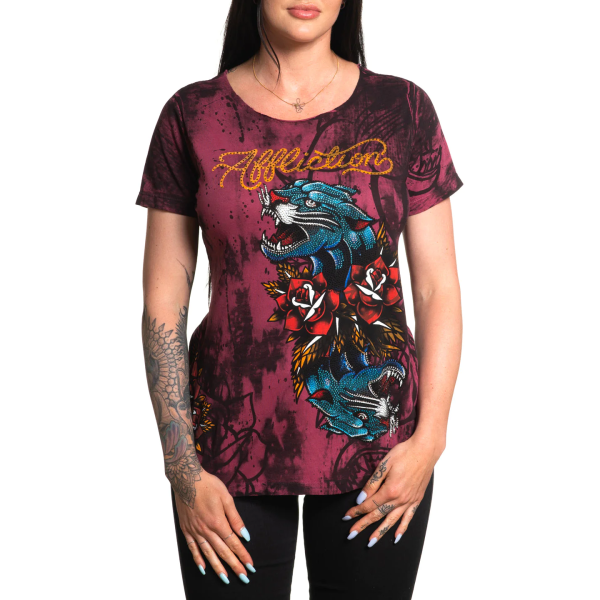 Жіноча футболка Affliction Dottie Rose Scoop Mohogany