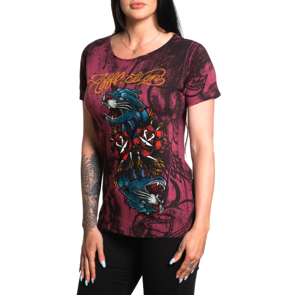 Жіноча футболка Affliction Dottie Rose Scoop Mohogany