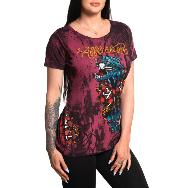 Жіноча футболка Affliction Dottie Rose Scoop Mohogany