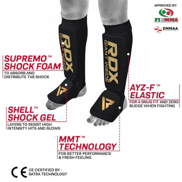 Захист гомілки RDX Hosieri Shin Instep Guard Black Gold