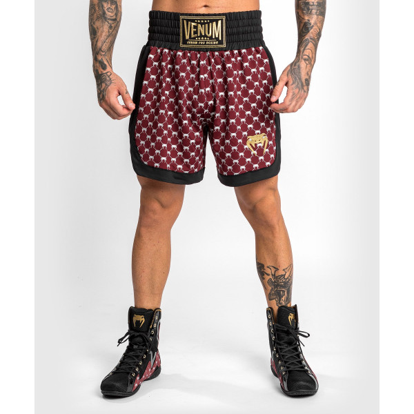 Боксерські шорти Venum Monogram Boxing Short Black Burgundy