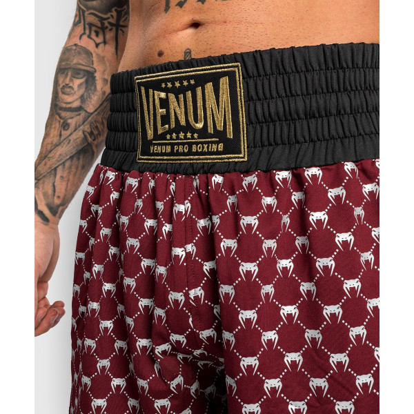 Боксерські шорти Venum Monogram Boxing Short Black Burgundy