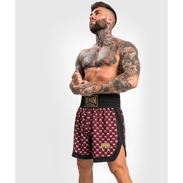 Боксерські шорти Venum Monogram Boxing Short Black Burgundy