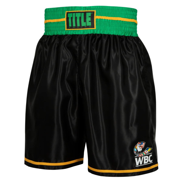Боксерські шорти WBC by TITLE Boxing Professional Boxing Trunks Black Green