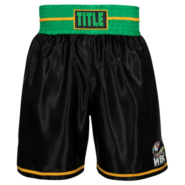 Боксерські шорти WBC by TITLE Boxing Professional Boxing Trunks Black Green