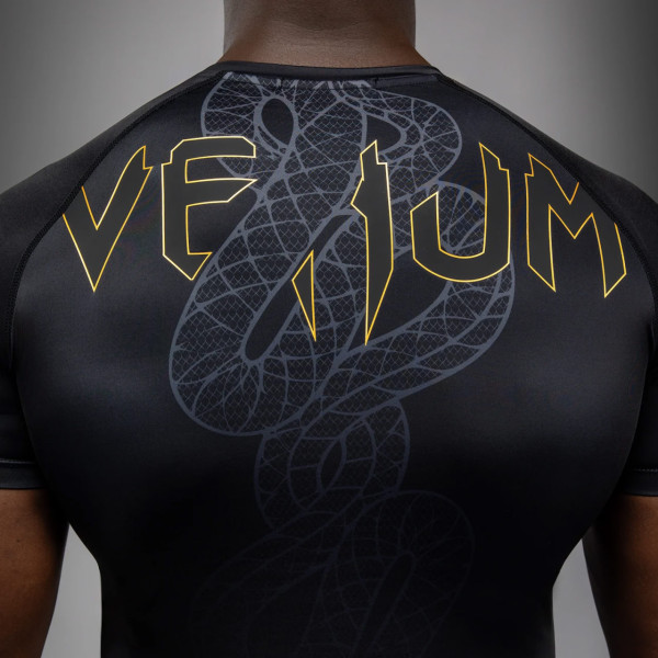 Рашгард Venum Serpenti Short Sleeve Rashguard Black Silver Gold