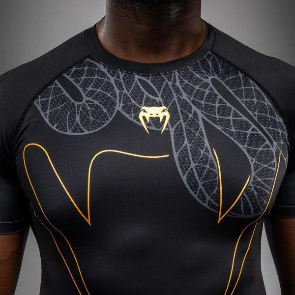 Рашгард Venum Serpenti Short Sleeve Rashguard Black Silver Gold