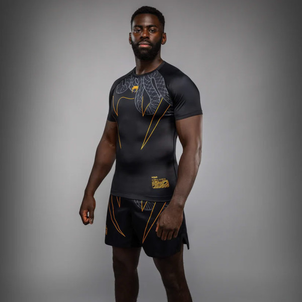 Рашгард Venum Serpenti Short Sleeve Rashguard Black Silver Gold