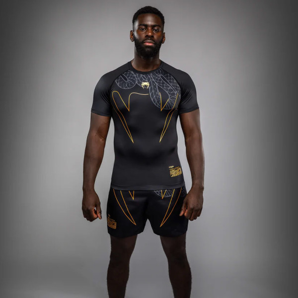 Рашгард Venum Serpenti Short Sleeve Rashguard Black Silver Gold