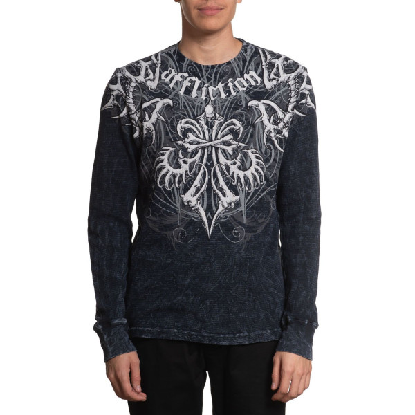 Лонгслів Affliction Skeleton Thermal Black Lava Wash