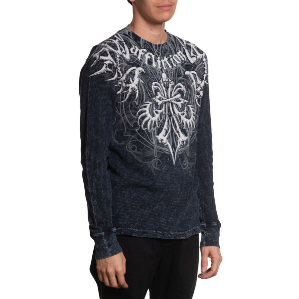 Лонгслів Affliction Skeleton Thermal Black Lava Wash