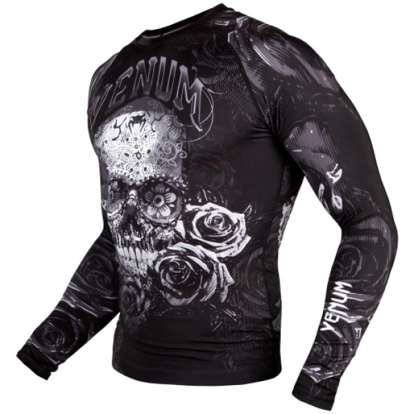 Рашгард Venum Santa Muerte 3.0 Rashguards Long Black White
