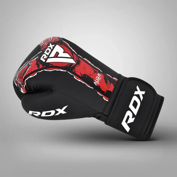 Боксерські рукавиці RDX F-17 Aura Plus Boxing Gloves Black Red