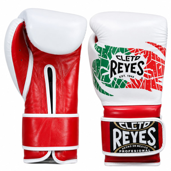 Боксерські рукавиці Cleto Reyes Leather Contact Closure Gloves Black Red White Green