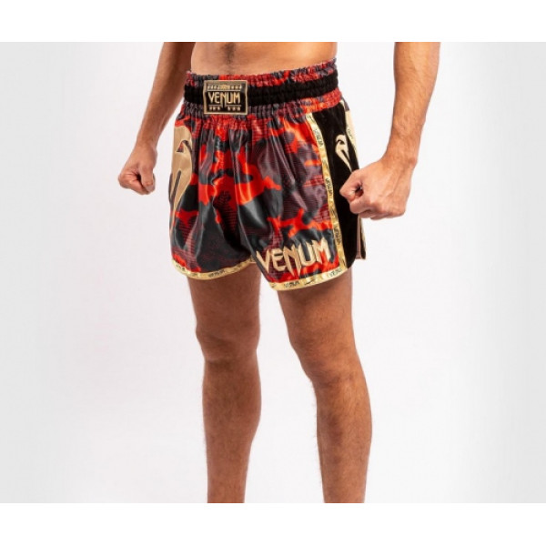 Шорти для тайського боксу Venum Giant Camo Muay Thai Shorts Black Red