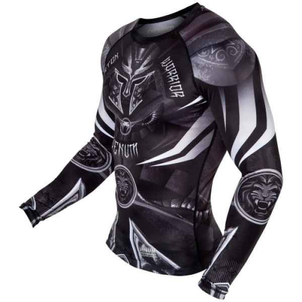 Рашгард Venum Gladiator 3.0 Rashguard Black White Long Sleeves