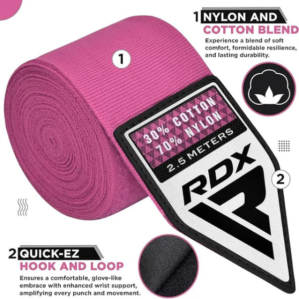 Бинти RDX Boxing Hand Wraps 2.5 Metter Pink
