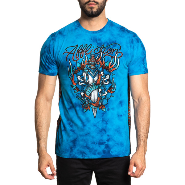 Футболка Affliction Poison Revenge Tee Blue Jay Dark Blue Crystal Wash