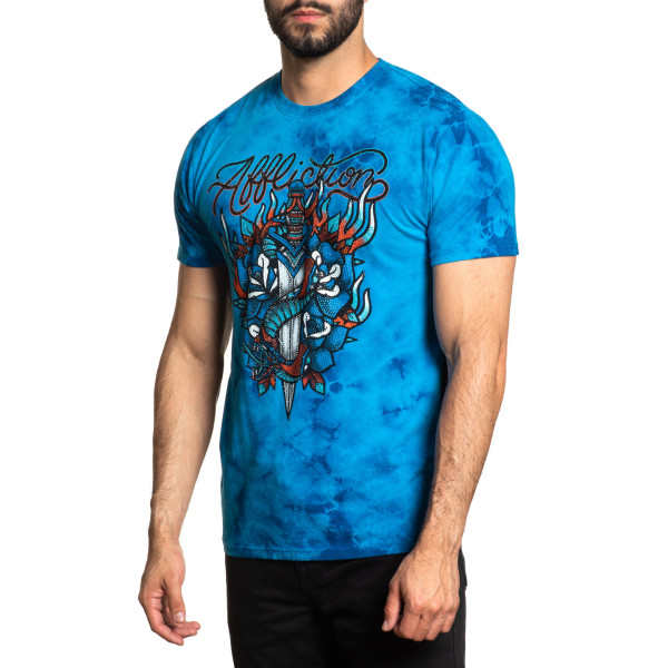 Футболка Affliction Poison Revenge Tee Blue Jay Dark Blue Crystal Wash