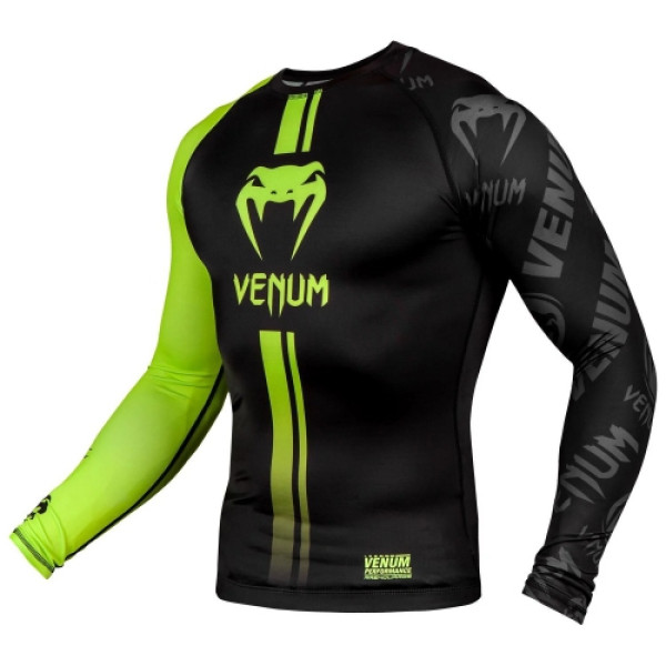 Рашгард Venum Logos Rashguard Long Sleeves Black Neo Yellow