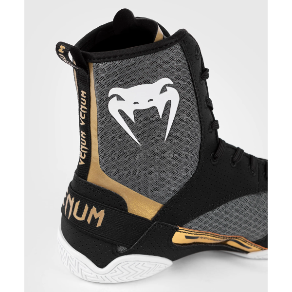 Боксерки Venum Elite Boxing Shoes Black White Gold