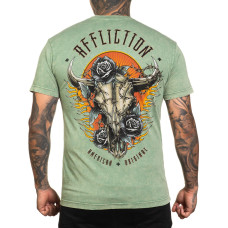 Футболка Affliction Dakota Fire Reversible Tee Oil Green Lava Wash