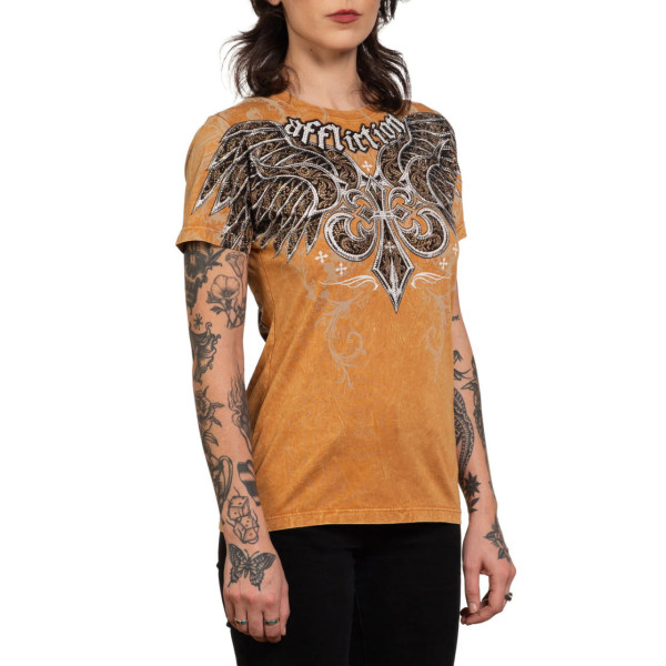 Жіноча футболка Affliction Chrome Tee Copper Lava Wash