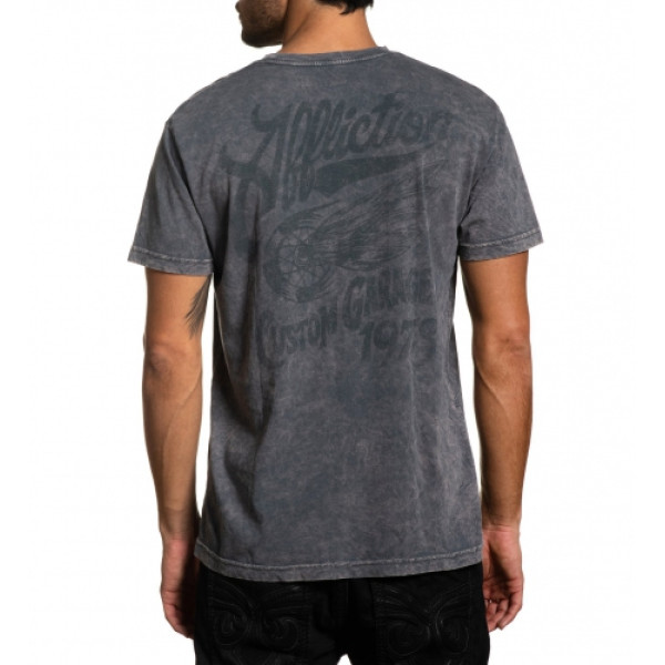Футболка Affliction Custom Garage SS Tee Charcoal Lava Wash