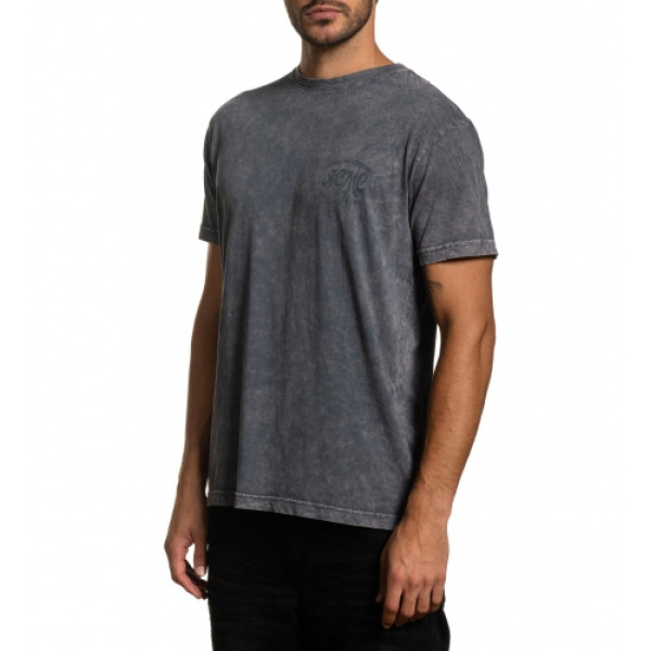 Футболка Affliction Custom Garage SS Tee Charcoal Lava Wash