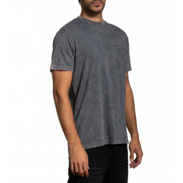 Футболка Affliction Custom Garage SS Tee Charcoal Lava Wash