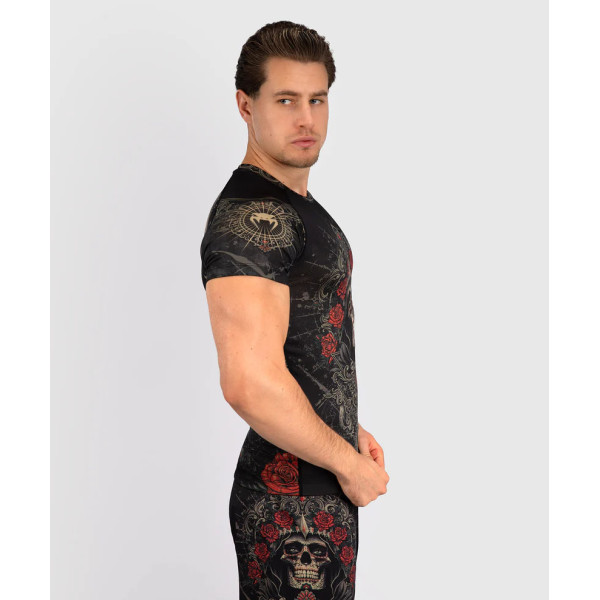 Рашгард Venum Santa Muerte 5.0 Men’s Short Sleeve Rashguard Deep Black Gold