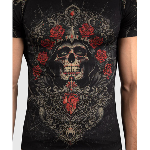 Рашгард Venum Santa Muerte 5.0 Men’s Short Sleeve Rashguard Deep Black Gold