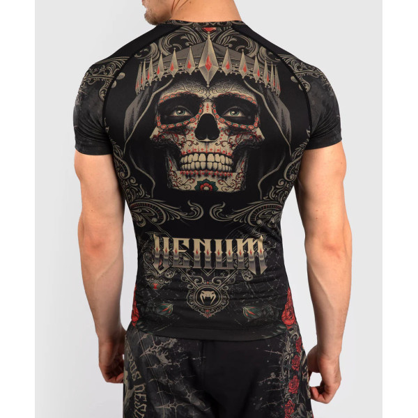 Рашгард Venum Santa Muerte 5.0 Men’s Short Sleeve Rashguard Deep Black Gold