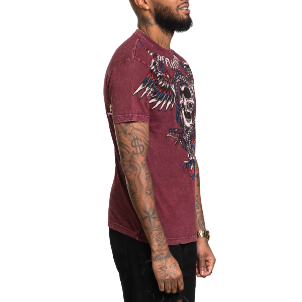 Футболка Affliction Poisonous Shadow Burgandy Lava Wash