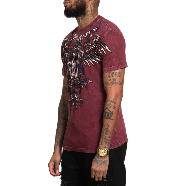 Футболка Affliction Poisonous Shadow Burgandy Lava Wash