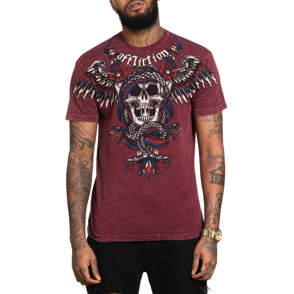 Футболка Affliction Poisonous Shadow Burgandy Lava Wash