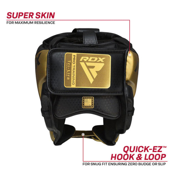 Шолом RDX L1 Mark Pro Cheek Boxing Training Head Guard Golden