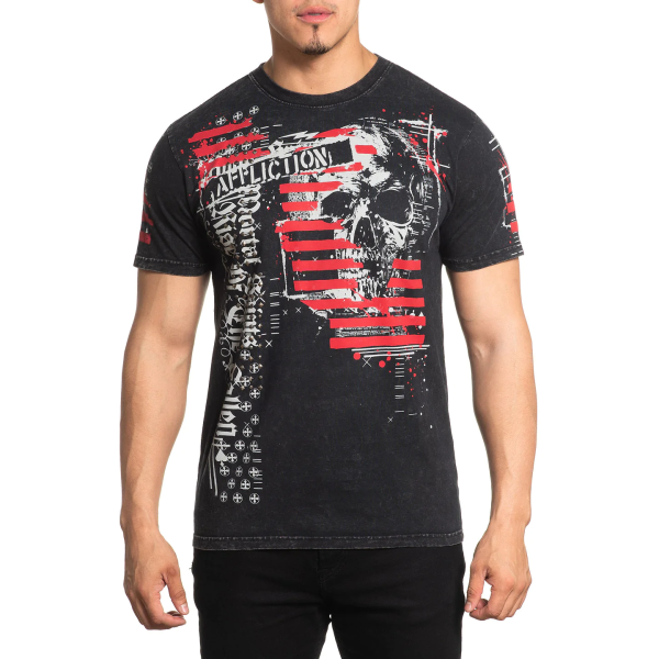 Футболка Affliction Mortal Saints Tee Black Lava Wash