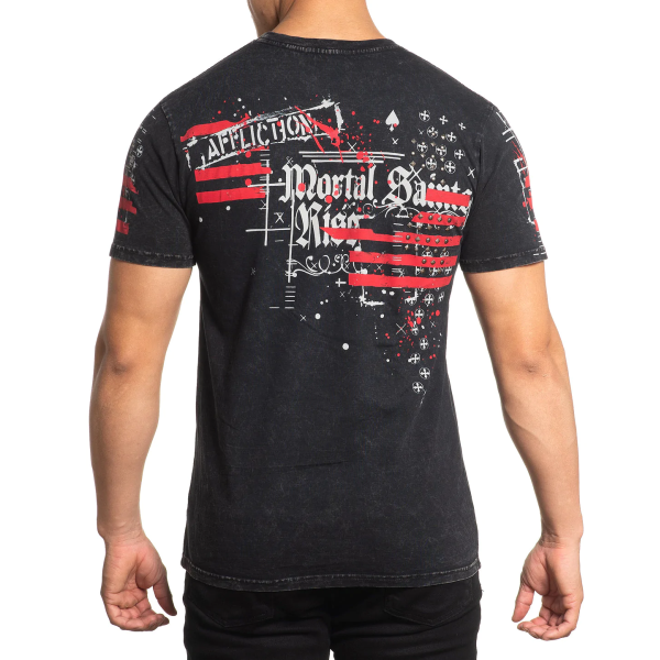 Футболка Affliction Mortal Saints Tee Black Lava Wash