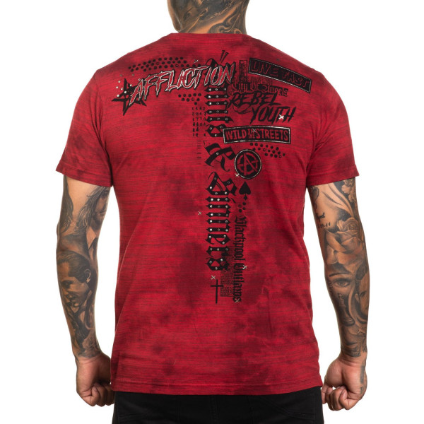 Футболка Affliction Wild Street Tee Affl.Red Biking Red Crystal