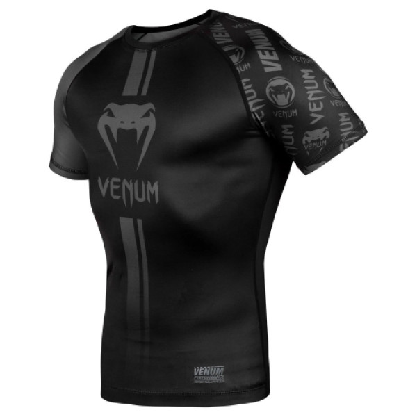 Рашгард Venum Logos Rashguard Short Sleeves Black Black