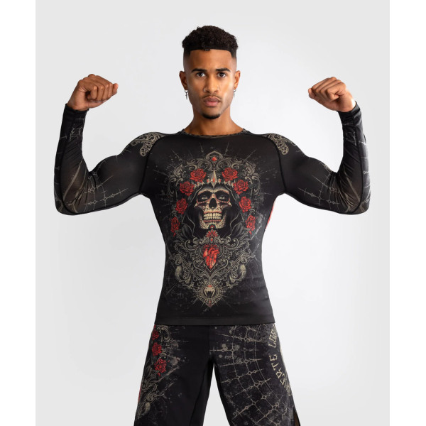 Рашгард Venum Santa Muerte 5.0 Men’s Long Sleeve Rashguard Deep Black Gold