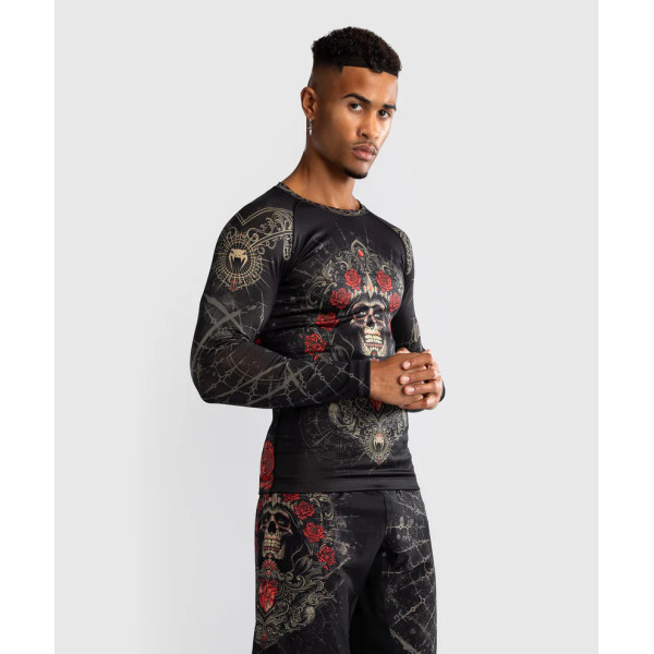 Рашгард Venum Santa Muerte 5.0 Men’s Long Sleeve Rashguard Deep Black Gold