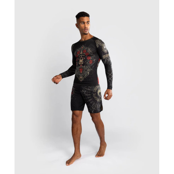 Рашгард Venum Santa Muerte 5.0 Men’s Long Sleeve Rashguard Deep Black Gold