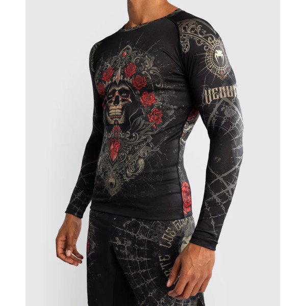 Рашгард Venum Santa Muerte 5.0 Men’s Long Sleeve Rashguard Deep Black Gold