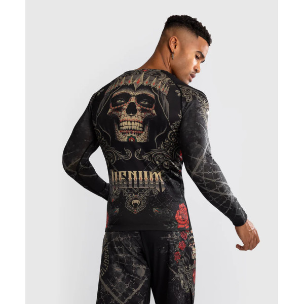 Рашгард Venum Santa Muerte 5.0 Men’s Long Sleeve Rashguard Deep Black Gold