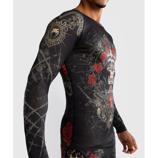 Рашгард Venum Santa Muerte 5.0 Men’s Long Sleeve Rashguard Deep Black Gold