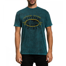 Футболка Affliction Oil Change SS Tee Teal Black Lava Tint